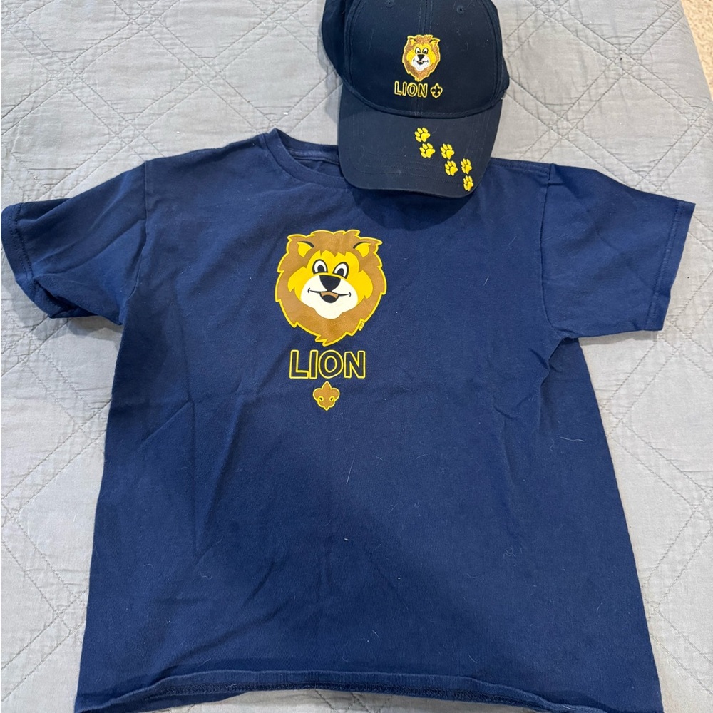 Lion Logo Navy Kids Matching Set (T-Shirt + Cap)